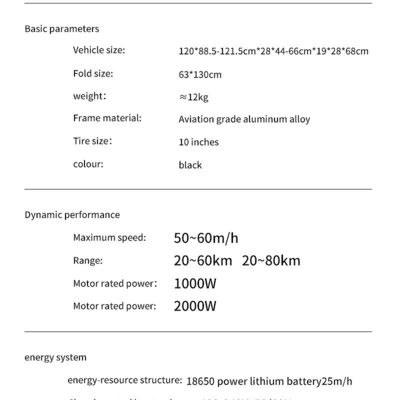 10/11 Inch 48V 60V 1000W 2000W Scooter elettrico da fondo ad alta potenza ad alta velocità