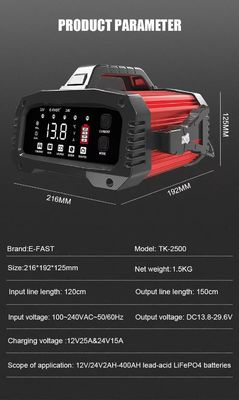 -Chic Design Foxsur 12V 24V 25A Smart Battery Charger per auto