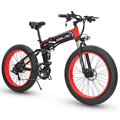 Bicicletta elettrica gomma pieghevole 13AH SMLRO S11 26x4.0 pollici 48V 1000W Motore 7 velocità