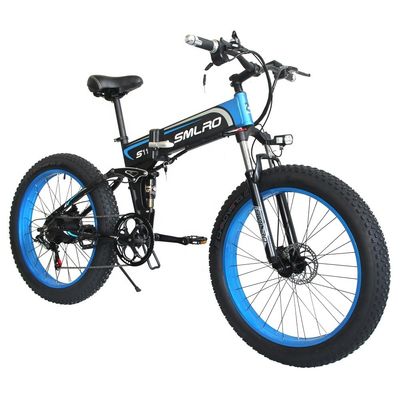 Bicicletta elettrica gomma pieghevole 13AH SMLRO S11 26x4.0 pollici 48V 1000W Motore 7 velocità