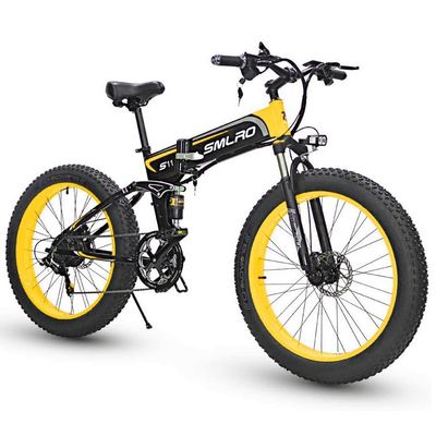 Bicicletta elettrica gomma pieghevole 13AH SMLRO S11 26x4.0 pollici 48V 1000W Motore 7 velocità