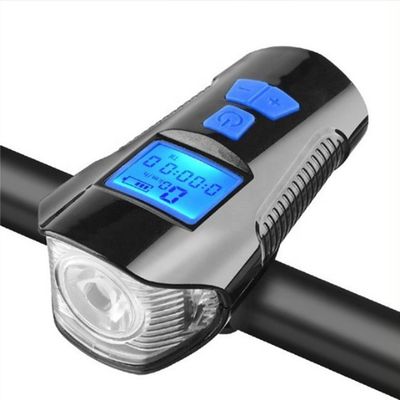 Bicicletta a carica USB nera luce frontale torcia manubrio testa di ciclismo luce contatore di velocità schermo LCD