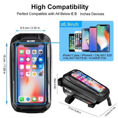 Cornice del tubo anteriore Bicycle Bicycle Handler Bag con 1L Capacità Waterproof Phone Mount
